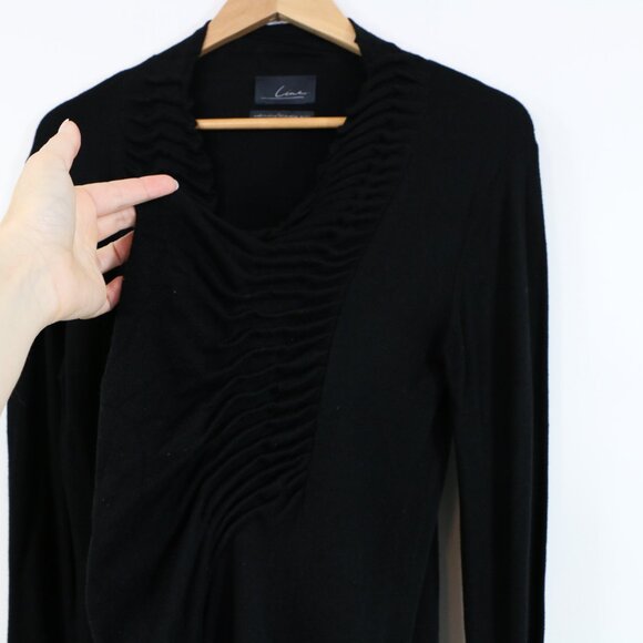 *LINE Ruffle Lapel Black Cardigan - Picture 5 of 6